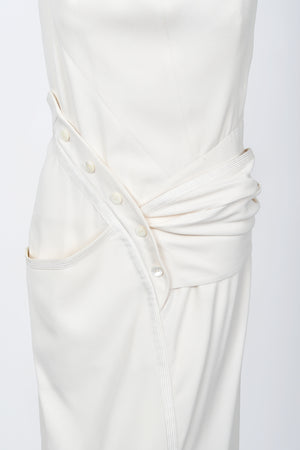 2000 Christian Dior by John Galliano Ivory Crepe Cut-Out Asymmetric Draped Dress