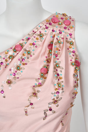 2007 Christian Dior by John Galliano Beaded Pink Silk Asymmetric Sculptural Gown