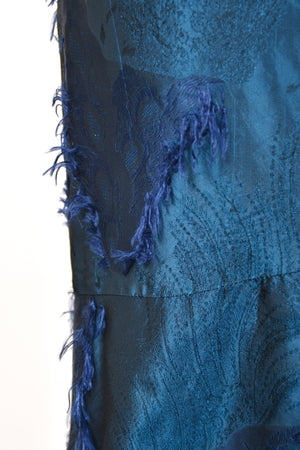 1999 Christian Dior by John Galliano Sapphire Blue Eyelash Silk Backless Bias-Cut Gown