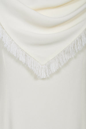 1998 Christian Dior by John Galliano Resort Collection Ivory White Crepe Fringed-Bib Dress