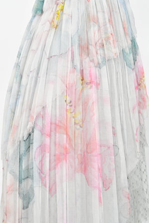 2013 Chanel by Karl Lagerfeld Pastel Floral Silk & Sheer Tulle Strapless Dress