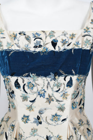 1956 Jacques Griffe Haute Couture Documented Embroidered Beaded Ivory Satin Gown