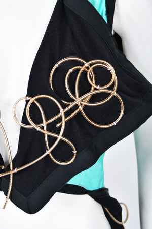 1991 John Galliano Documented Runway Black & Blue Military Inspired Cropped Vest