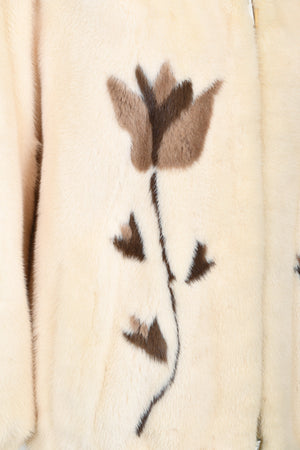 1980's Balenciaga Couture 'Butterflies & Flowers' Printed Mink Fur Bomber Jacket