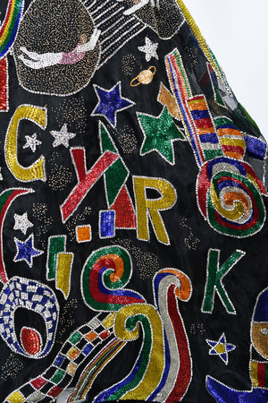 1989 Gianni Versace Haute Couture Runway Beaded Circus Art Bustier Strapless Gown and Shawl