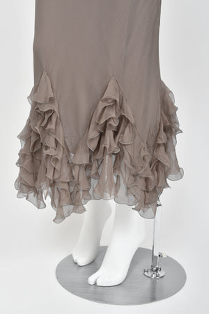 2006 Christian Dior by John Galliano Smoky Silk Tiered Ruffle Bias-Cut Gown