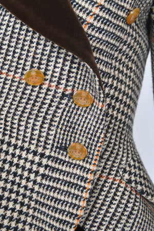 1996 Vivienne Westwood 'Storm in a Teacup' Tweed Velvet Asymmetric Jacket Suit