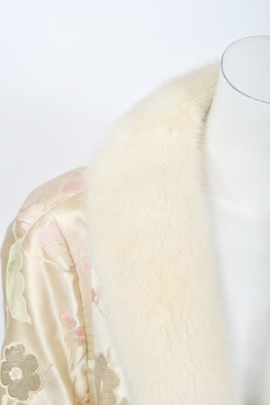 1965 Nina Ricci Haute Couture Documented Pink Silk-Brocade & Mink Fur Maxi Coat