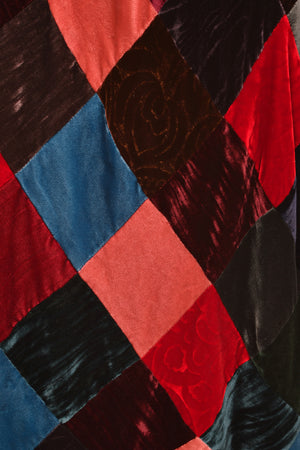 1994 Dolce & Gabbana Editorial Runway Multicolored Patchwork Velvet Gown