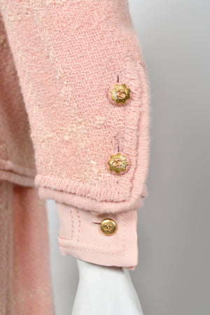1973 Chanel Haute Couture Documented Pink Wool Jacket Blouse Skirt Three-Piece Suit