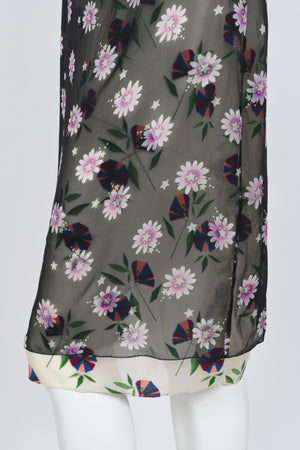 1998 Versace Couture Documented Runway Sheer Floral Silk Slip Dress