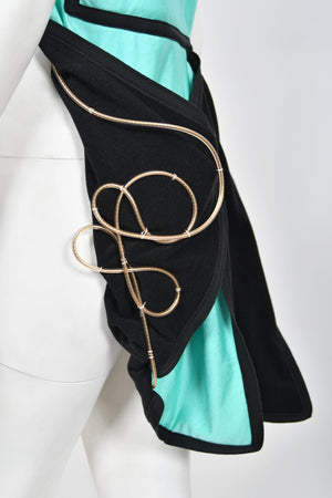 1991 John Galliano Documented Runway Black & Blue Military Inspired Cropped Vest