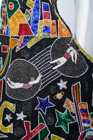 1989 Gianni Versace Haute Couture Runway Beaded Circus Art Bustier Strapless Gown and Shawl