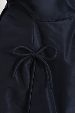 1950’s Edith Small Navy Silk & Rhinestone White Tulle Strapless 'Petal' Dress w/ Shawl
