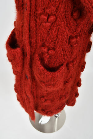 1999 Christian Dior by John Galliano Wine Red Wool Knit Shawl-Collar Sweater Coat