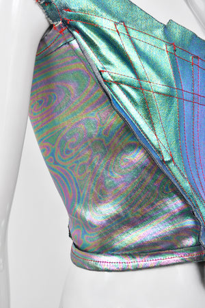 1993 Vivienne Westwood Runway Metallic Denim Corset Bustier Top & Pants
