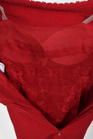 2010 Chanel by Karl Lagerfeld 'Coco on the Lido' Ruby Red Silk-Wool Hourglass Gown