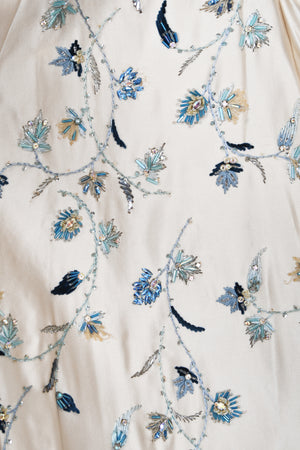 1956 Jacques Griffe Haute Couture Documented Embroidered Beaded Ivory Satin Gown