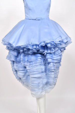 2015 Ralph & Russo Haute Couture Runway 'Blooming' Ombré Blue Silk Sculptural Dress