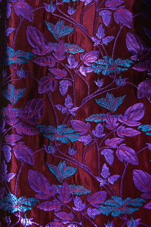 1989 Nina Ricci Haute Couture Metallic Fuchsia Silk Brocade Strapless Skirted Dress