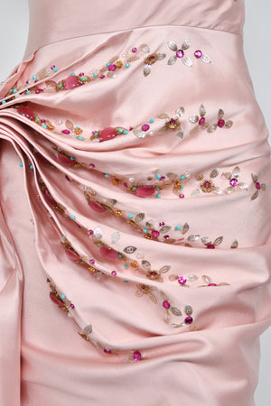 2007 Christian Dior by John Galliano Beaded Pink Silk Asymmetric Sculptural Gown