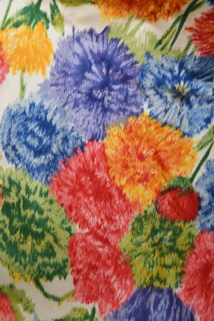 1958 Arnold Scaasi Couture Colorful Floral Silk Strapless Dress & Swing Jacket