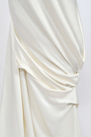 1999 John Galliano ‘Ballets Russes’ Collection Ivory Silk Ruched Bias-Cut Trained Slip Gown