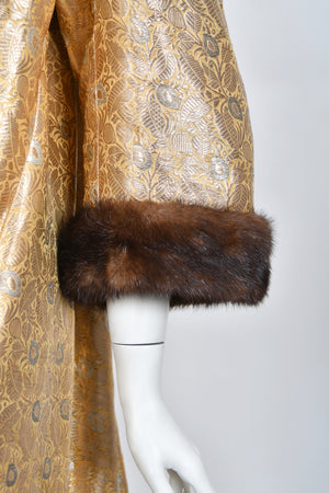 1949 Traina-Norell Couture Vogue Documented Metallic Gold Silk & Mink Swing Coat