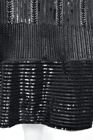 1996 Azzedine Alaia Beaded Sequin Black Semi-Sheer Stretch Knit Flounced Mini Dress