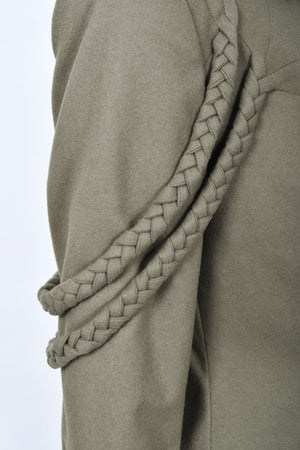 2001 Alexander McQueen Documented Runway Moss-Green Wool Braided Jacket Pantsuit