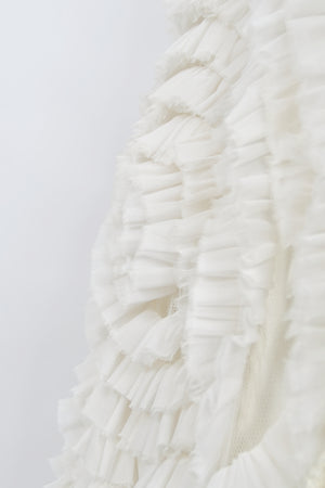 1950's Ivory Chiffon Strapless Tiered Ruffle Full-Length 'New Look' Bridal Gown