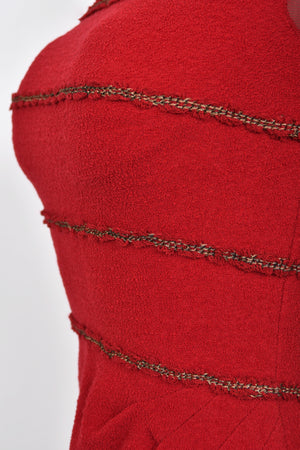 2010 Chanel by Karl Lagerfeld 'Coco on the Lido' Ruby Red Silk-Wool Hourglass Gown