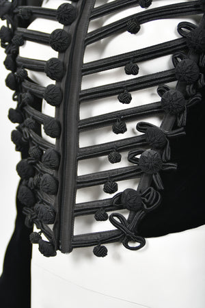 1991 Jean Paul Gaultier Documented Cher Worn Black Velvet Corset Cage Jacket