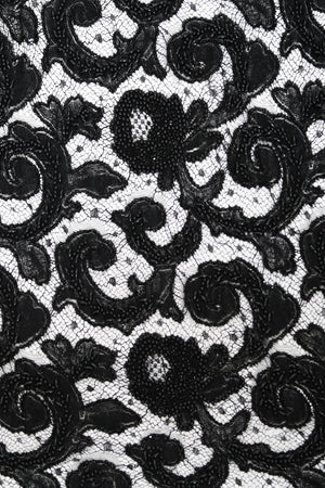 1998 Hanae Mori Haute Couture Beaded Sheer Lace & Chiffon Hourglass Gown