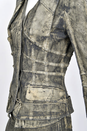 2006 Christian Dior by John Galliano Runway Painted Denim Jacket & Pants w/ Tags