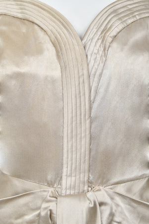 1950's Jacques Griffe Haute Couture Champagne Strapless Bustier Hourglass Gown