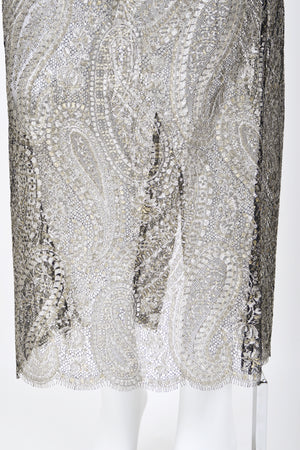 2012 Chanel by Karl Lagerfeld Runway Crystal Beaded Sheer Silver & Gold Lace Dress