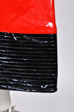 1969 Pierre Cardin Documented Red & Black Vinyl Space-Age Mod Maxi Coat