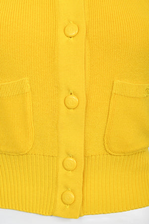 1996 Chanel by Karl Lagerfeld Runway Yellow Knit Cropped Sweater Set