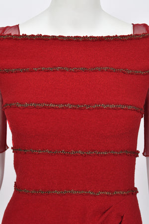 2010 Chanel by Karl Lagerfeld 'Coco on the Lido' Ruby Red Silk-Wool Hourglass Gown