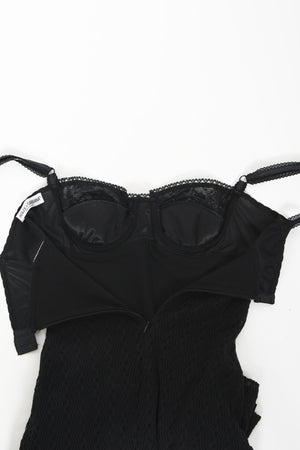 1997 Dolce & Gabbana Black Stretch Silk Knit Hourglass Built-In Bra Gown