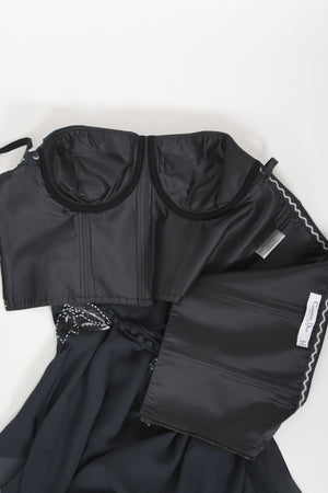 2006 Christian Dior by John Galliano Beaded Gunmetal Silk Bustier Dress