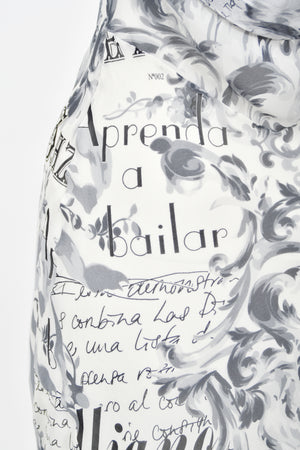 2006 John Galliano Documented Newspaper Print Silk Chiffon Bias-Cut Slip Dress