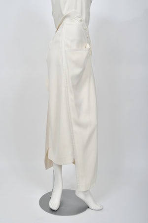 2000 Christian Dior by John Galliano Ivory Crepe Cut-Out Asymmetric Draped Dress