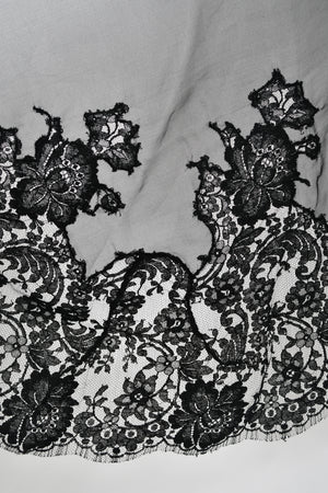 2010 Alexander McQueen Lifetime Black Crepe & Sheer Illusion Lace High-Low Gown
