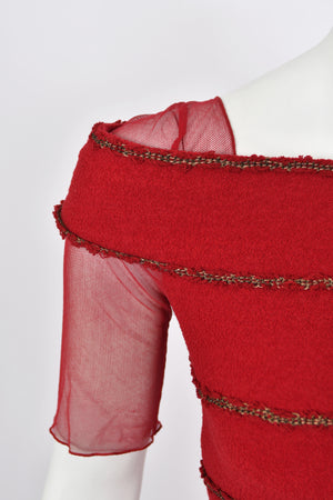 2010 Chanel by Karl Lagerfeld 'Coco on the Lido' Ruby Red Silk-Wool Hourglass Gown