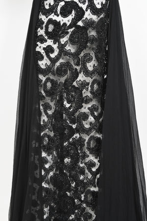 1998 Hanae Mori Haute Couture Beaded Sheer Lace & Chiffon Hourglass Gown