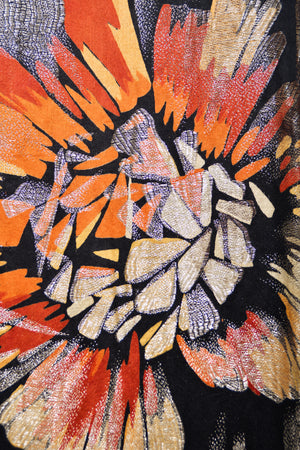 1920's Metallic Art-Deco Floral Lamé & Fox Fur Dolman-Sleeve Flapper Coat
