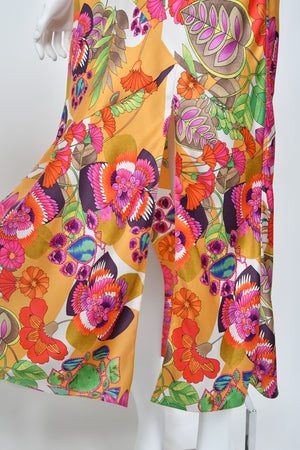 2005 Christian Dior by John Galliano Colorful Tie Dye Floral Silk Bias-Cut Dress