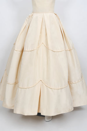 1950's Rosalie Macrini Couture Cream Silk Strapless Bridal Wedding Gown